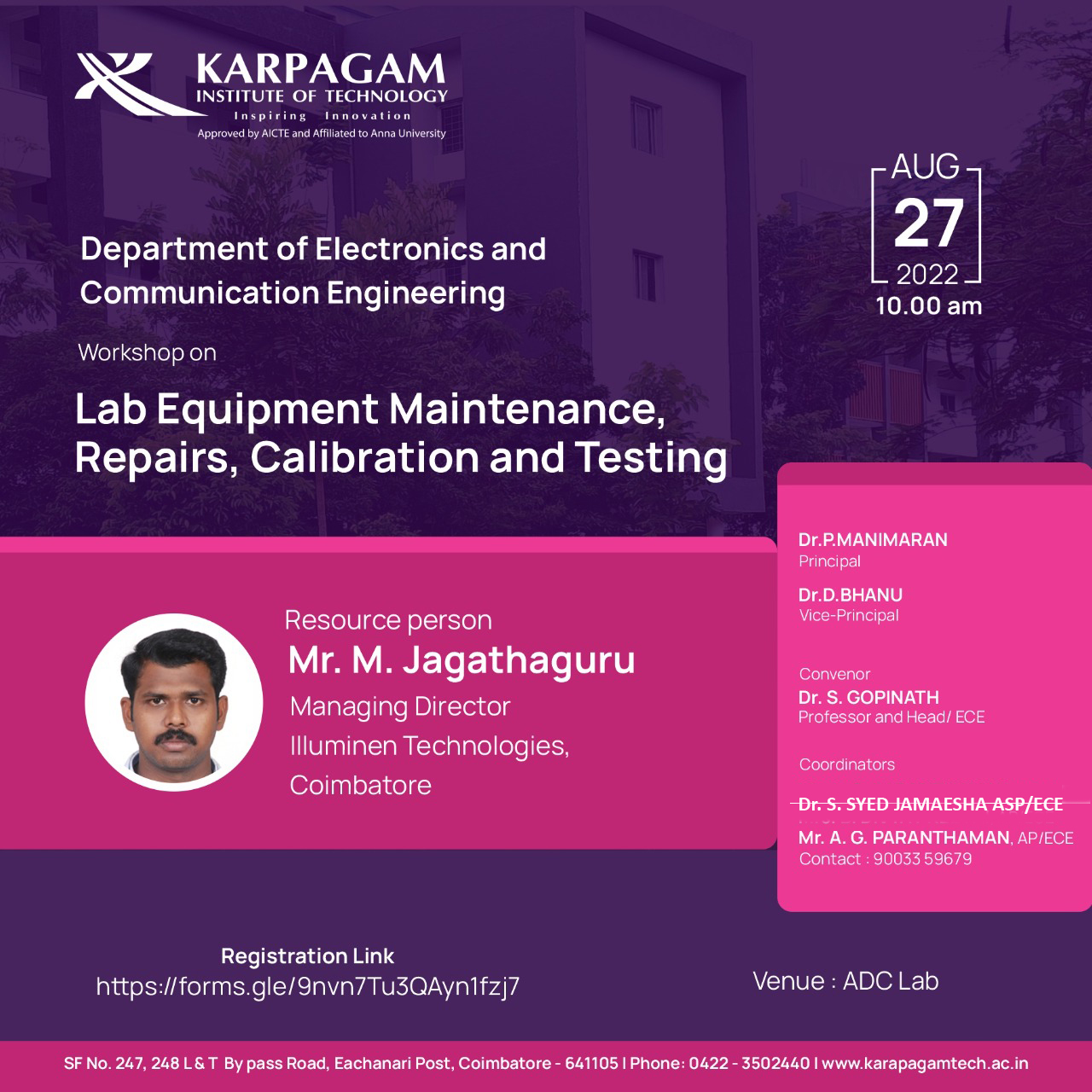 Workshop on Lab Equipment Maintenance, Repairs, Calibration and Testing 2022